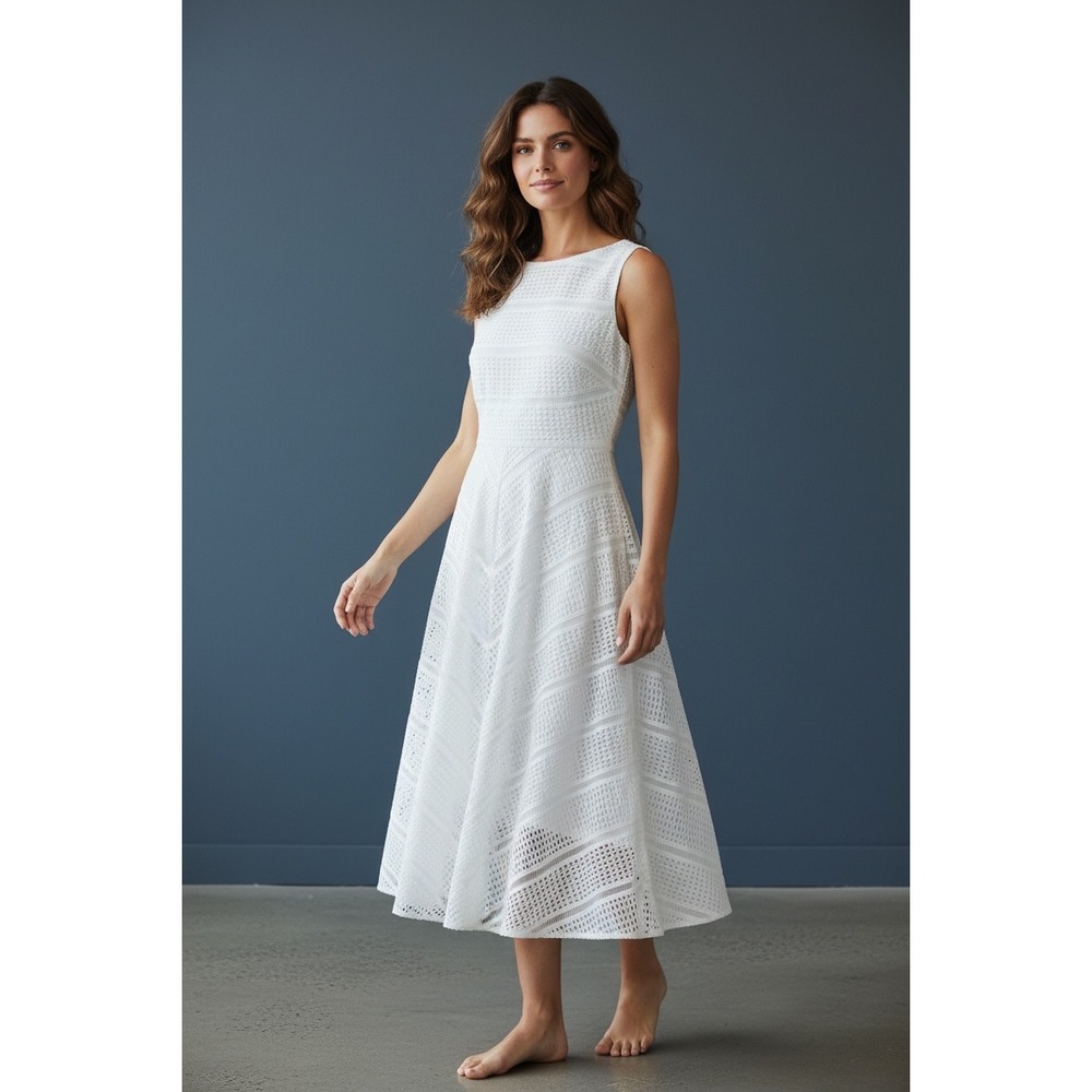 Lands' End White Lacy Dress 12